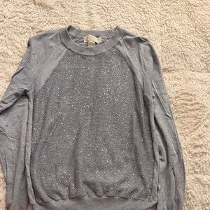 Michael Kors Gray Sparkle Crew Neck Sweater